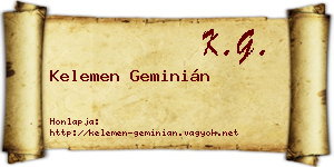 Kelemen Geminián névjegykártya
